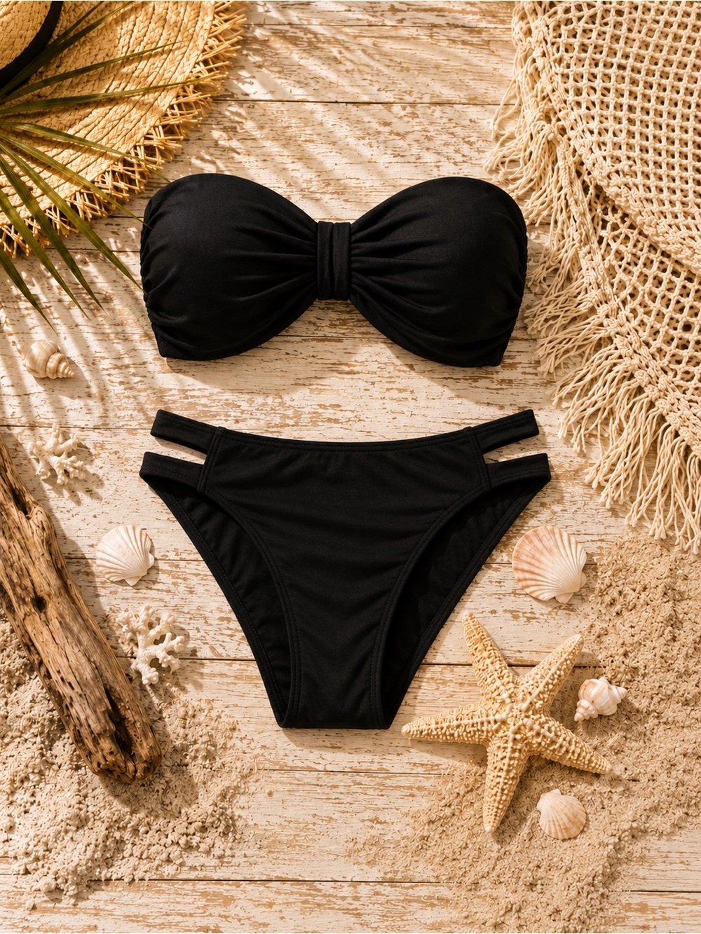 Old Navy Swimsuit Black Bikini Top Sz XS  Unbranded Swim Bottoms Size 18” Black